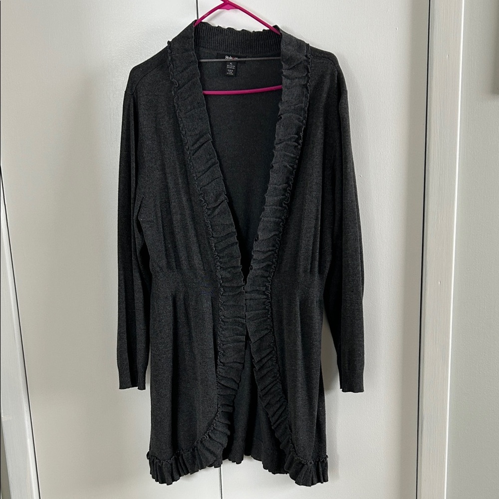 Style & Co. Grey Ruffled Cardigan